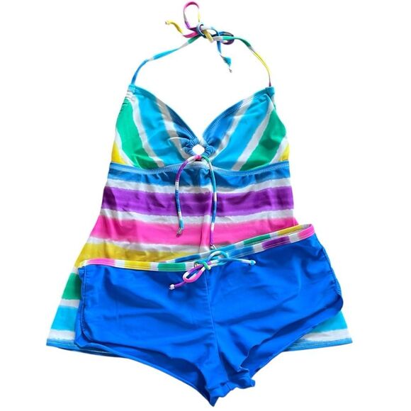Vintage Hobie Tankini Hipster Boy Short Swimsuit - Picture 1 of 9